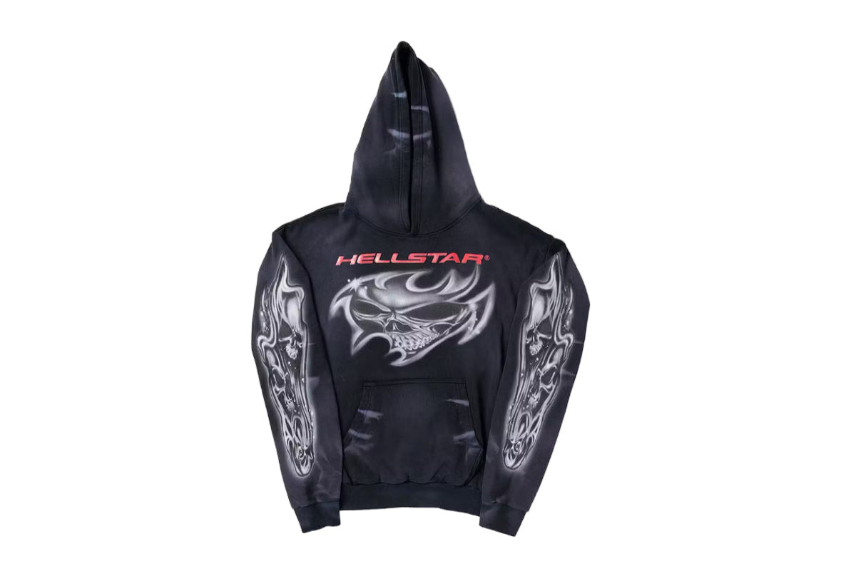 Airbrushed Skull Hoodie Black