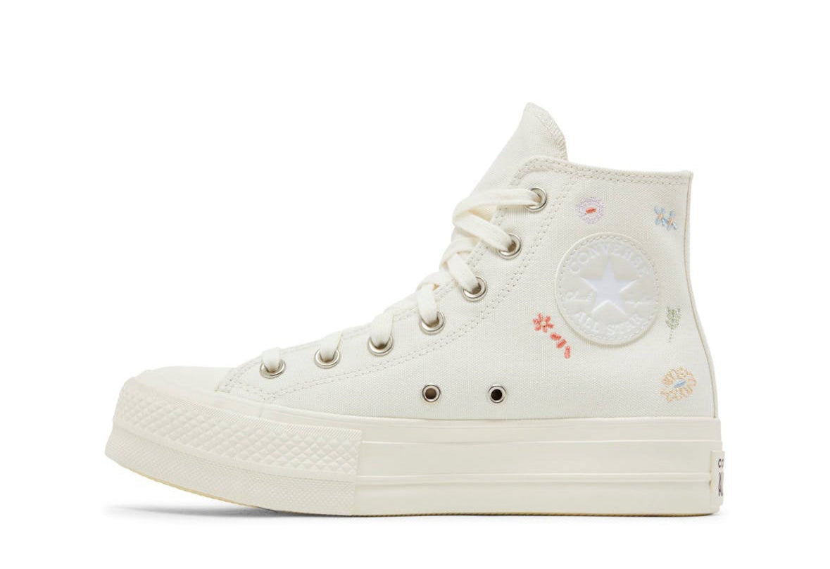 Chuck Taylor All Star Lift Platform Embroidered Floral Egret