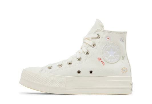 Chuck Taylor All Star Lift Platform Embroidered Floral Egret