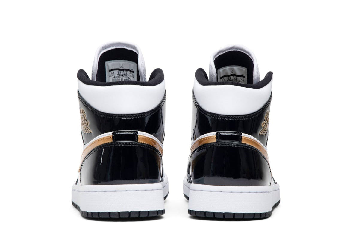 Jordan 1 Mid Patent Black Gold