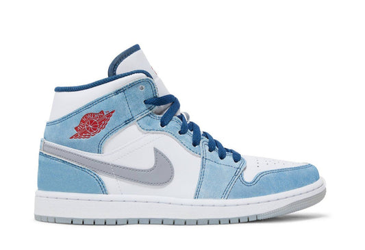 Jordan 1 Mid French Blue Fire Red