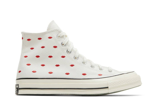 Chuck 70 Embroidered Lips High Vintage White