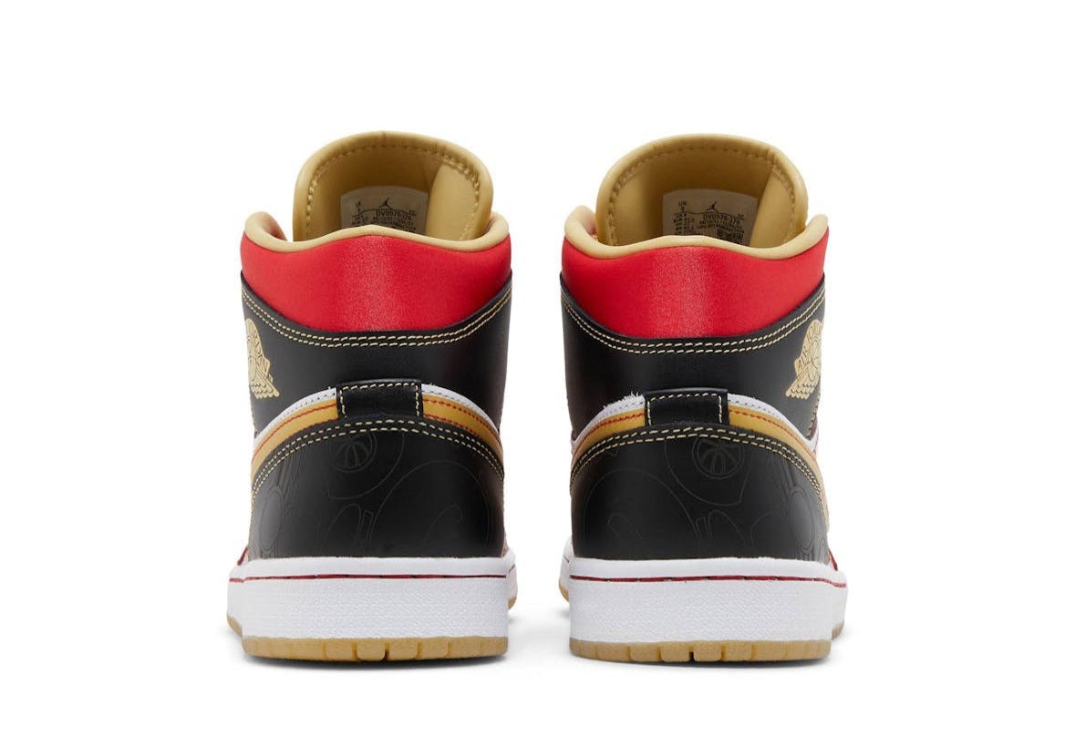 Jordan 1 Mid XQ White Black Sport Red
