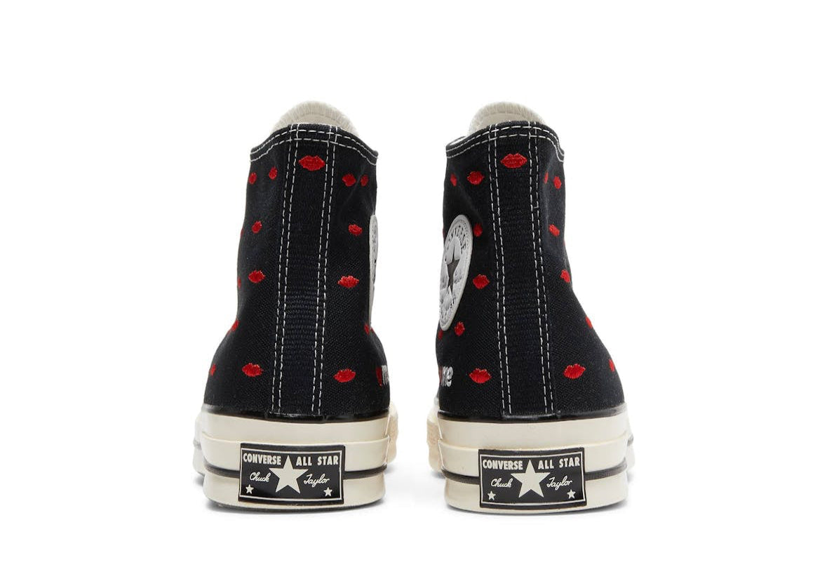 Chuck 70 Embroidered Lips High Black