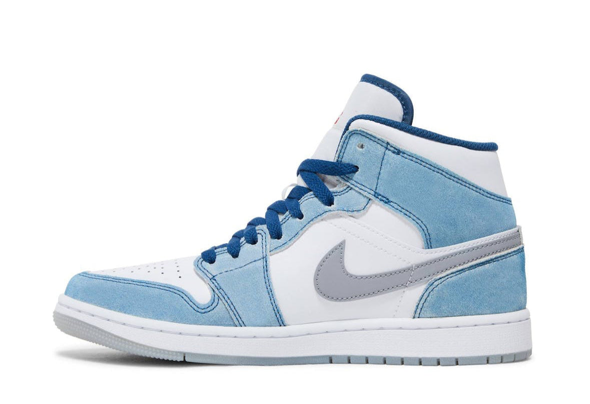 Jordan 1 Mid French Blue Fire Red