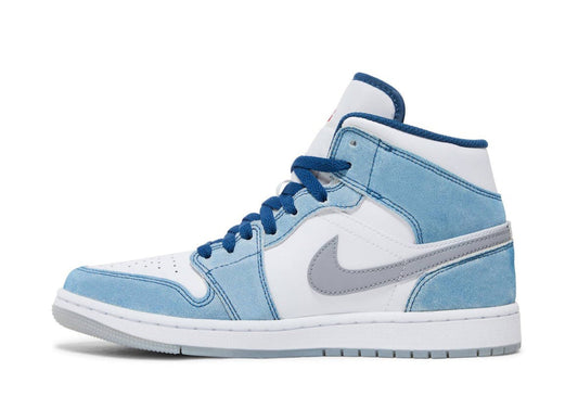 Jordan 1 Mid French Blue Fire Red